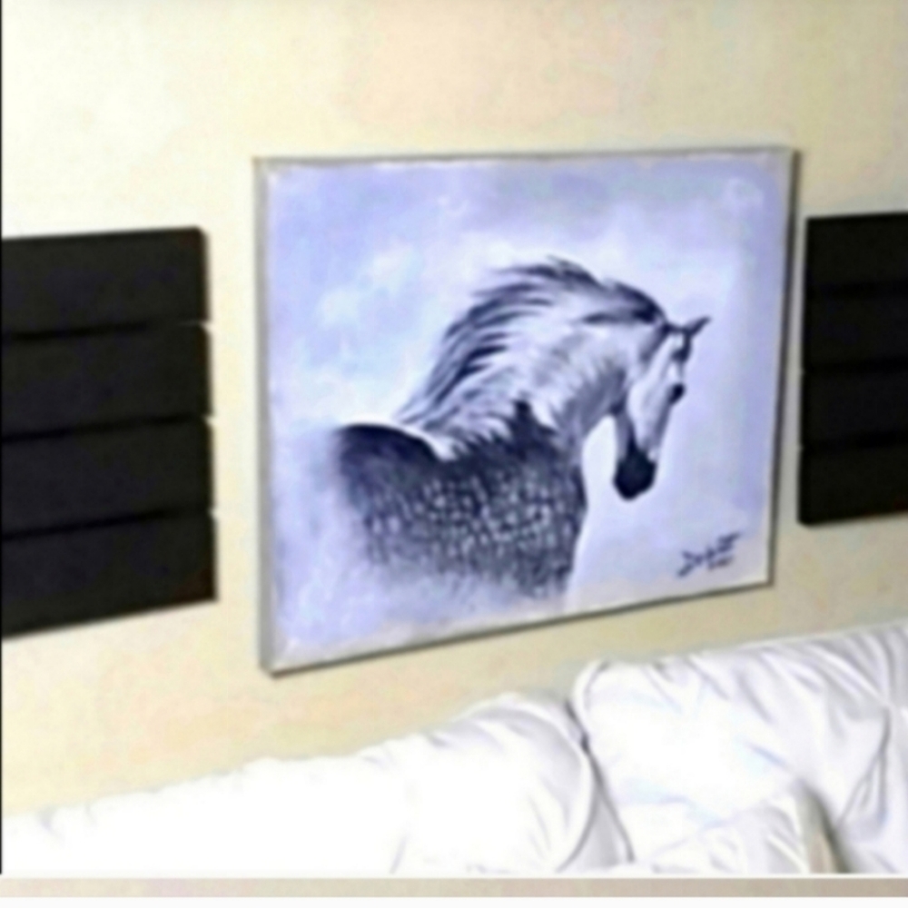 Horse painting with wood plaques acrylic on canvas original artist head board
